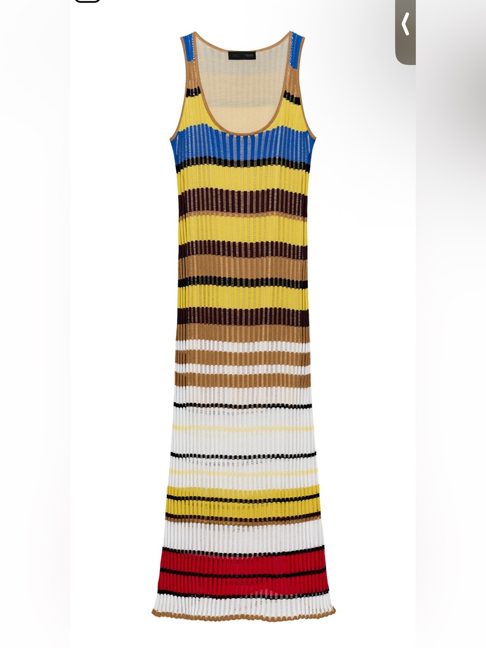 Zara Striped Knit Long Dress in Yellow, Brown & Red